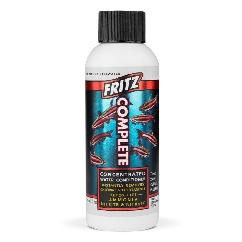 Fritz Aquatics Fritz Complete â€“ Concentrated Water Conditioner/Tap Water Dechlorinator, Instantly Detoxifies Chlorine, Chloramines, Heavy Metals, Ammonia, Nitrite/Nitrates, for Fresh and Saltwater (4 oz) - Image 1